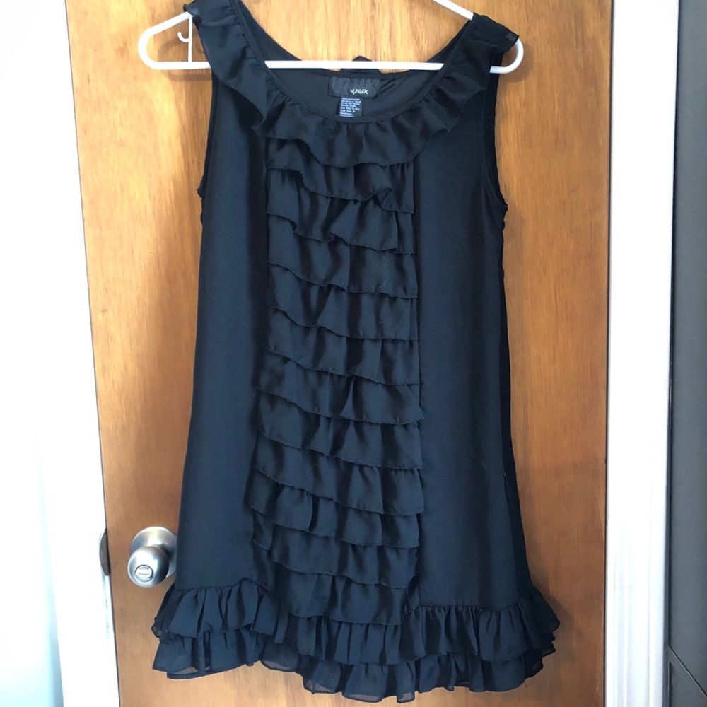 💥Ruffled Long Black Blouse Juniors Size L